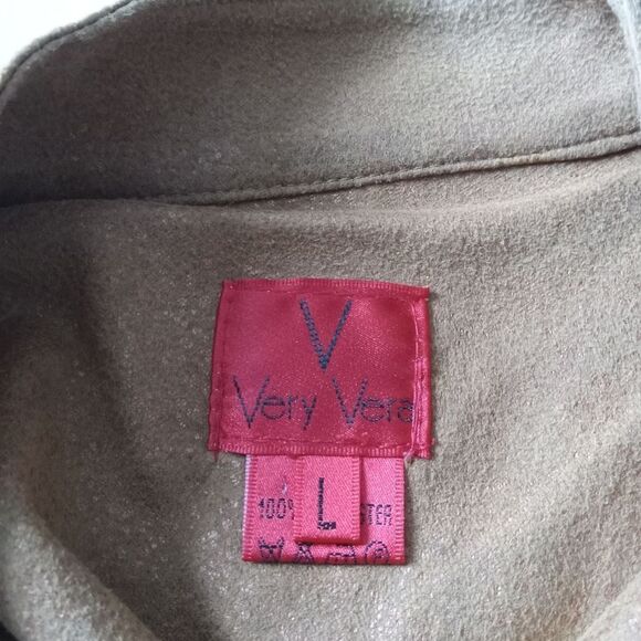 Very Vera Copper Brown Faux Suede Embellished Lightweight Jacket Women's Large - Picture 3 of 12